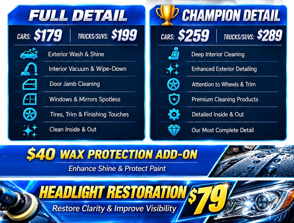 Champion Auto Detailing, Bed Liners and Headlight Restoration